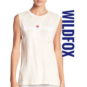NWOT- WILDFOX Tank Top|Oversized|Distressed|Slouchy Top|Size S|Color-Nude Haze